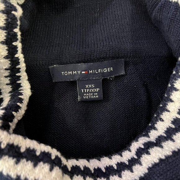 Tommy Hilfiger Women's Navy White Striped Knit Turtleneck Sweater - Size XXS - Picture 5 of 5